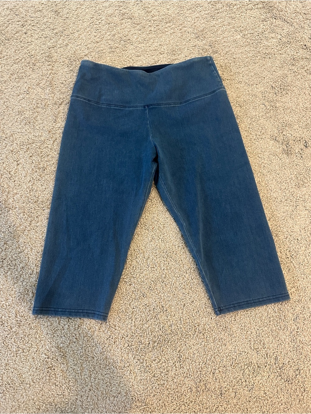 Passports Denim Look Capri Leggings Womens Size L Stretch Pull-On